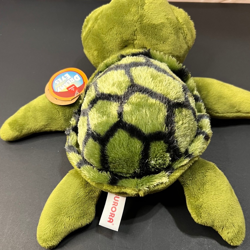 Aurora Dreamy Eyes 10in Turtle Plush Green NWT Big Eye Sea Turtle Stuffed Toy - Picture 5 of 7
